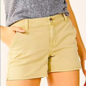 Size 13 shorts. Medium length, lower rise- stretch fabric. Good used condition.